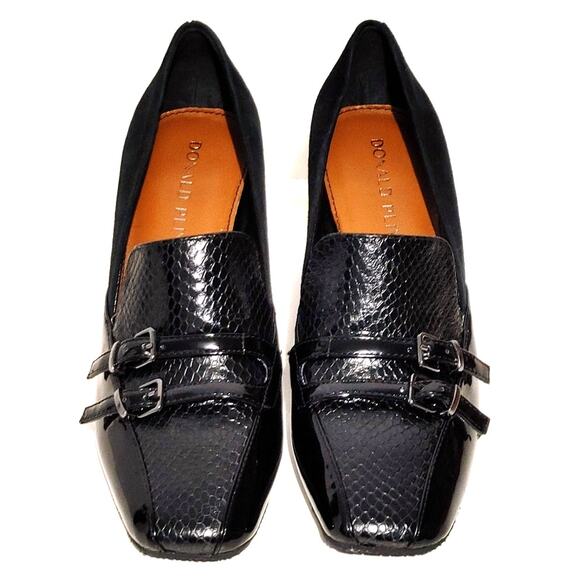 Donald Pliner Camden Pumps Square Toe Croc Embossed Patent Leather Womens Sz 6M - Picture 6 of 9